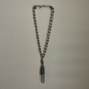 Lucky Brand Long Beaded Charm/Tassel Necklace